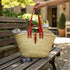 Handwoven large Moroccan straw basket with leather handles