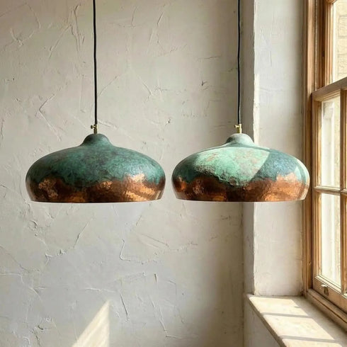 Upgrade your kitchen decor with a stunning Art of handmade bicolor copper light set.