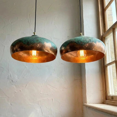 Upgrade your kitchen decor with a stunning Art of handmade bicolor copper light set.