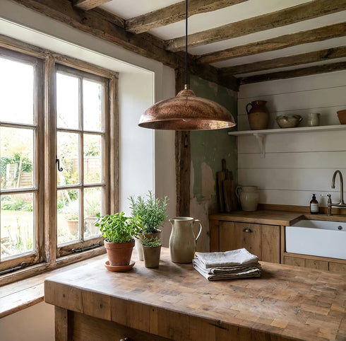Bring timeless elegance to your home with an Art of handmade flared copper pendant.