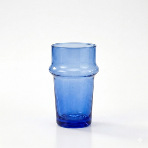 Dress a vibrant tablescape with our Art of handmade blue Moroccan Beldi glasses.
