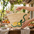 Handwoven authentic Moroccan Palm Leaf Basket with Lemon Embroidery