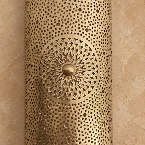 Moroccan Brass Wall Sconce, Handmade Pierced Metal Wall Light, Boho Moroccan Lighting Fixture
