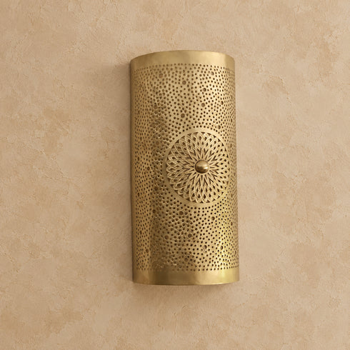 Moroccan Brass Wall Sconce, Handmade Pierced Metal Wall Light, Boho Moroccan Lighting Fixture