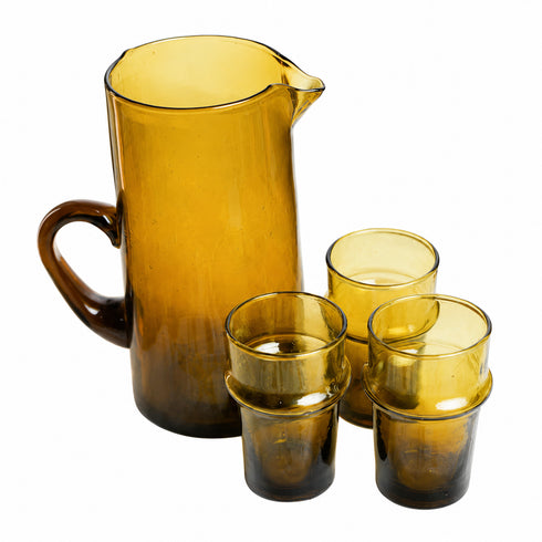 Host in style with our Art of handmade Moroccan Beldi glasses set with pitcher.