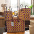 Moroccan Handwoven Straw Tote Bag with Leather Handles – Pink & Orange