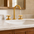 Widespread Bathroom Faucet with Cross Handles – Unlacquered Brass