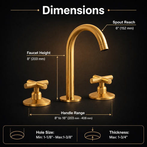 Widespread Bathroom Faucet with Cross Handles – Unlacquered Brass