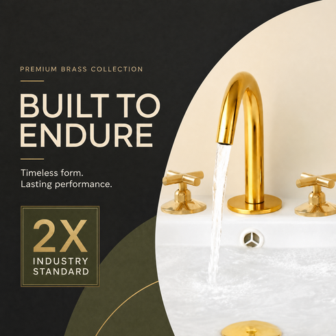 Widespread Bathroom Faucet with Cross Handles – Unlacquered Brass