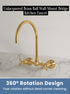 Ball-Style Wall-Mount Kitchen Faucet with Cross Handles – Unlacquered Brass