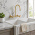 Ball-Style Wall-Mount Kitchen Faucet with Cross Handles – Unlacquered Brass