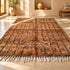 Beni Ourain Rug, Brown Moroccan Wool Rug, Black Stripe Berber Area Rug, Handmade Shaggy Carpet