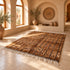 Beni Ourain Rug, Brown Moroccan Wool Rug, Black Stripe Berber Area Rug, Handmade Shaggy Carpet