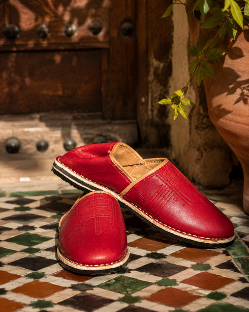 Experience authentic all-day durability with our handmade Moroccan Berber leather slippers.