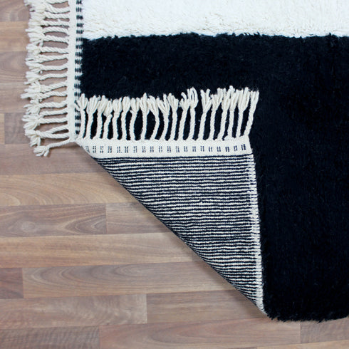 Black White Moroccan Wool Rug, Checkerboard Berber Rug, Handmade Geometric Area Carpet, Modern Wool Rug