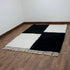 Black White Moroccan Wool Rug, Checkerboard Berber Rug, Handmade Geometric Area Carpet, Modern Wool Rug