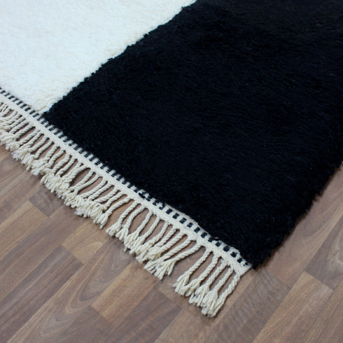 Black White Moroccan Wool Rug, Checkerboard Berber Rug, Handmade Geometric Area Carpet, Modern Wool Rug