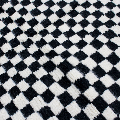 Black and White Checkered Rug, Moroccan Wool Rug, Handmade Berber Area Rug, Checkerboard Carpet