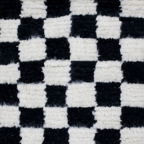 Black and White Checkered Rug, Moroccan Wool Rug, Handmade Berber Area Rug, Checkerboard Carpet