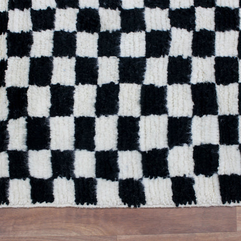 Black and White Checkered Rug, Moroccan Wool Rug, Handmade Berber Area Rug, Checkerboard Carpet