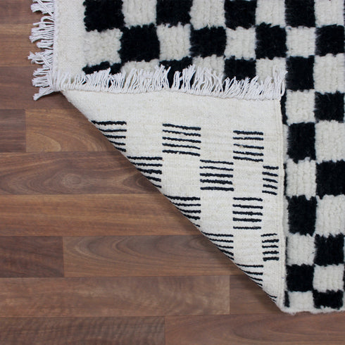 Black and White Checkered Rug, Moroccan Wool Rug, Handmade Berber Area Rug, Checkerboard Carpet