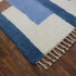 Blue Moroccan Wool Rug, Geometric Berber Rug, Brown Ivory Handmade Area Carpet, Modern Abstract Rug