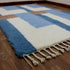 Blue Moroccan Wool Rug, Geometric Berber Rug, Brown Ivory Handmade Area Carpet, Modern Abstract Rug