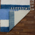 Blue Moroccan Wool Rug, Geometric Berber Rug, Brown Ivory Handmade Area Carpet, Modern Abstract Rug