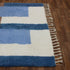Blue Moroccan Wool Rug, Geometric Berber Rug, Brown Ivory Handmade Area Carpet, Modern Abstract Rug