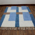 Blue Moroccan Wool Rug, Geometric Berber Rug, Brown Ivory Handmade Area Carpet, Modern Abstract Rug