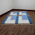 Blue Moroccan Wool Rug, Geometric Berber Rug, Brown Ivory Handmade Area Carpet, Modern Abstract Rug