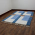 Blue Moroccan Wool Rug, Geometric Berber Rug, Brown Ivory Handmade Area Carpet, Modern Abstract Rug
