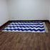 Blue Moroccan Wool Rug, White Zigzag Berber Rug, Handmade Geometric Area Carpet, Modern Beni Ourain Rug