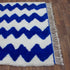 Blue Moroccan Wool Rug, White Zigzag Berber Rug, Handmade Geometric Area Carpet, Modern Beni Ourain Rug