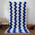 Blue Moroccan Wool Rug, White Zigzag Berber Rug, Handmade Geometric Area Carpet, Modern Beni Ourain Rug
