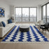 Blue Moroccan Wool Rug, White Zigzag Berber Rug, Handmade Geometric Area Carpet, Modern Beni Ourain Rug