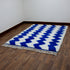 Blue Moroccan Wool Rug, White Zigzag Berber Rug, Handmade Geometric Area Carpet, Modern Beni Ourain Rug