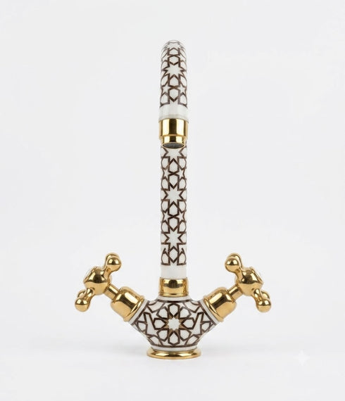 Anchor your luxury bathroom vanity with our Art of handmade brass pattern sink.