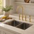 Bridge Kitchen Faucet with Side Sprayer – Unlacquered Brass