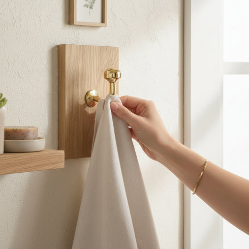 Handmade minimalist brass wall hook for modern home decor