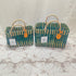 Handwoven Moroccan Straw Tote Bag – Teal & Natural Beige
