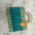 Handwoven Moroccan Straw Tote Bag – Teal & Natural Beige