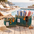 Handwoven Moroccan Straw Tote Bag – Teal & Natural Beige
