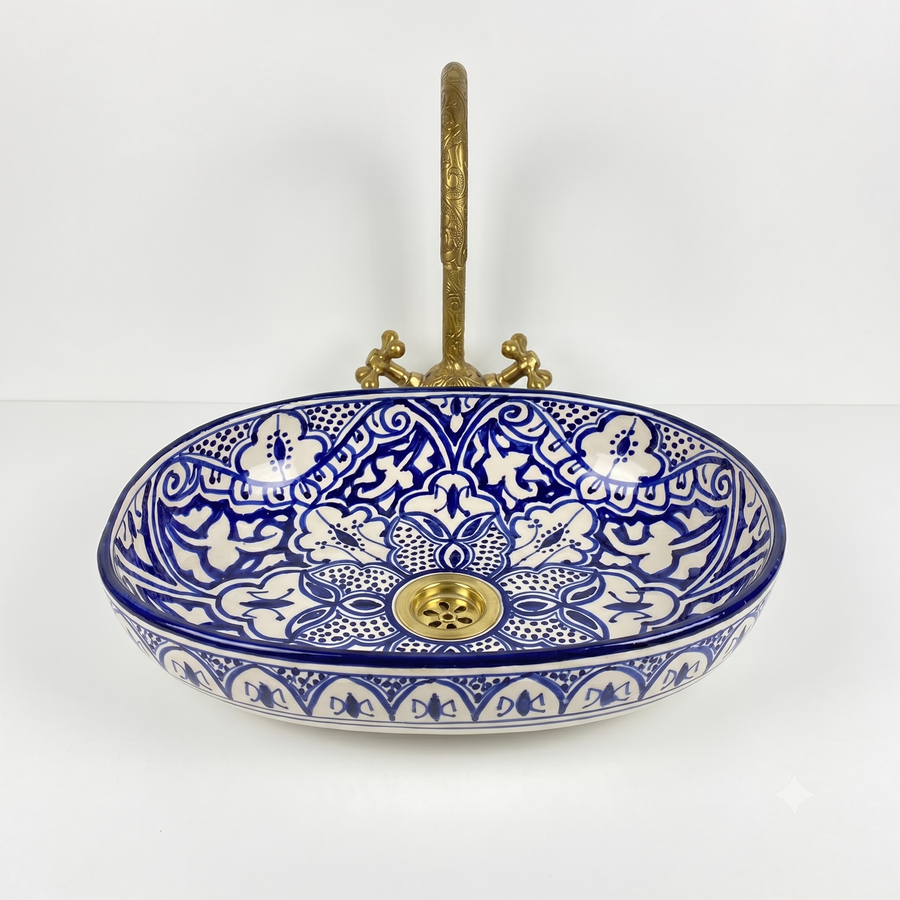 ceramic oval floral sink