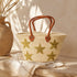 Handwoven Moroccan Straw Basket with Golden Sequin Stars