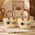Handwoven Moroccan Straw Basket with Silver Eye Design