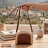 Semi-Circular Handmade Natural Raffia Shoulder Bag with Genuine Leather