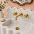 Avila Wall-Mounted Bathroom Faucet – 8-Inch Widespread Unlacquered Brass