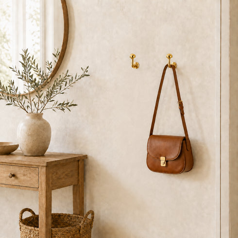 Handmade minimalist brass wall hook for modern home decor
