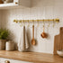 Handmade solid brass kitchen rail with S hooks